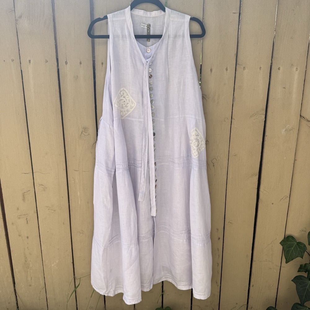 Vintage Kevin Simon Linen Dress Oversized Artsy Lagenlook Boho Cottagecore